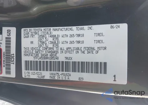 2024 Toyota Tundra Sr5 4Wd from USA, damaged, VIN 5TFLA5DB8RX205248